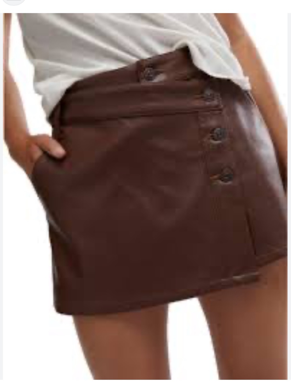 We The Free Faux Leather Brown Mini Skirt